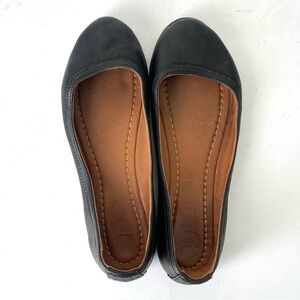 Frye Black Leather Ballet Flats Sz 7.5 Urban Boho Chic Preppy Casual